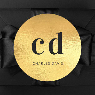 Adesivo Douradas iniciais de monograma modernas minimalist