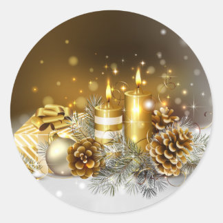 Adesivo Douradas velas Feliz Feriado de Natal
