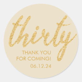 Adesivo Dourado 30 Aniversário Obrigado, Glitter 30