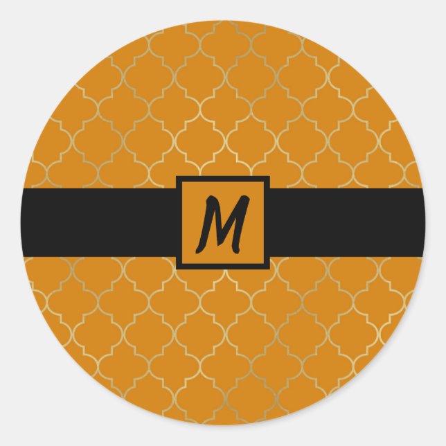 Adesivo Dourado Amarelo Açafrão Trevo Monograma Festa (Frente)