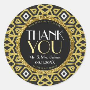 Adesivo Dourado Black Sparkle Obrigado