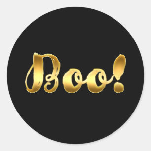 Adesivo Dourado BOO! Favor de Festa de Halloween com Letra