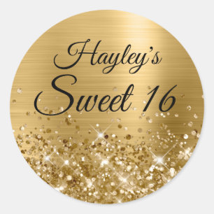 Adesivo Dourado Brilhante Folha Sweet 16