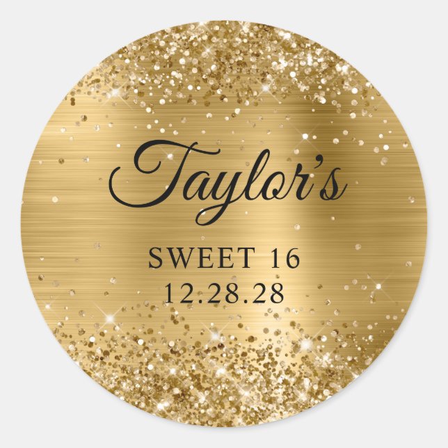 Adesivo Dourado Brilhante Sweet 16 (Frente)
