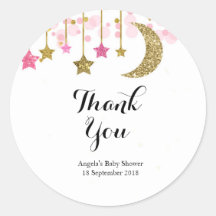 Dourado brilho cor-de-rosa Obrigado Sticker