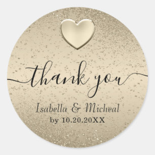 Adesivo Dourado brilho e Dourado coração - Obrigado