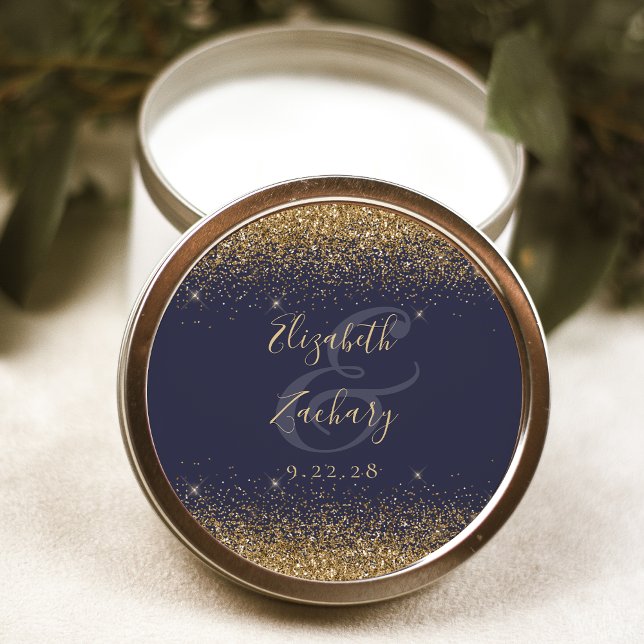 Adesivo Dourado Brilho Script Azul Escuro Casamento (Criador carregado)