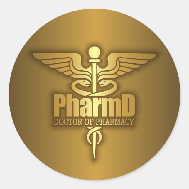 Adesivo Dourado Caduceus (PharmD) (Frente)