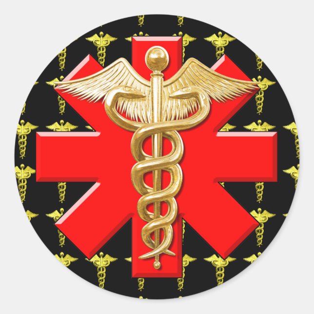 Adesivo Dourado Caduco E Cruz Médica (Frente)