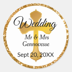Adesivo Dourado Casamento Cruzado Favor Stickers Glitter