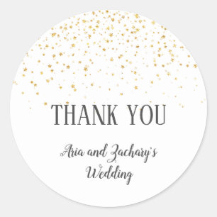 Adesivo Dourado Casamento de Confetti Obrigado Por Favor D
