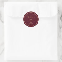 Dourado Casamento Floral Burgundy Obrigado Sticker
