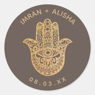 Adesivo Dourado Casamento Indiano Brown hamsa Henna