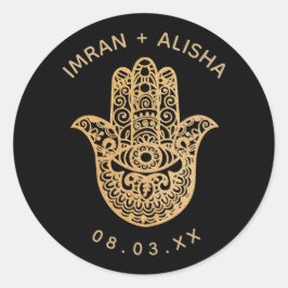Adesivo Dourado Casamento Indiano Hamsa Henna