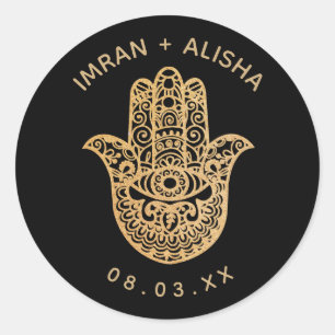 Adesivo Dourado Casamento Indiano Hamsa Henna