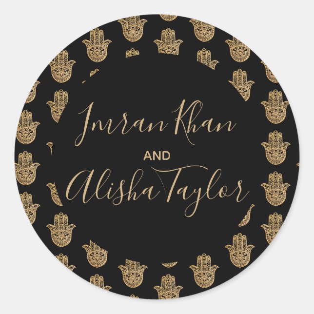 Adesivo Dourado casamento indiano hamsa Henna Anúncio (Frente)