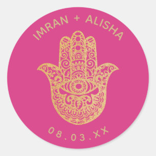 Adesivo Dourado Casamento Indígena, Hamsa Rosa Henna