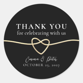 Adesivo Dourado Casamento Negro Elegante Obrigado Sticker