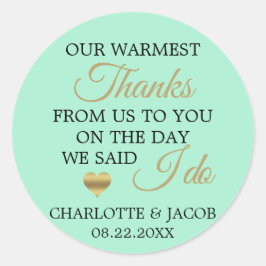 Adesivo DOURADO Casamento Neo MINT Mais Caloroso Obrigado