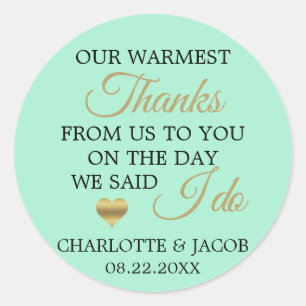 Adesivo DOURADO Casamento Neo MINT Mais Caloroso Obrigado