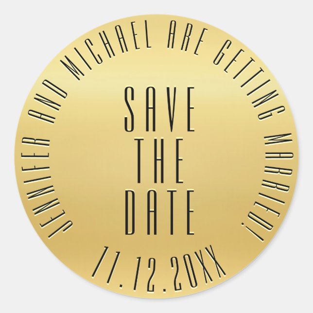 Adesivo Dourado Casamento Selo Moderno (Frente)