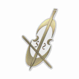 Adesivo Dourado Cello Violin Sticker