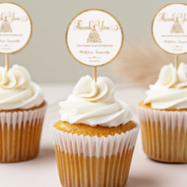 Adesivo Dourado Chá de fraldas da Princesa Gliter Obrigado