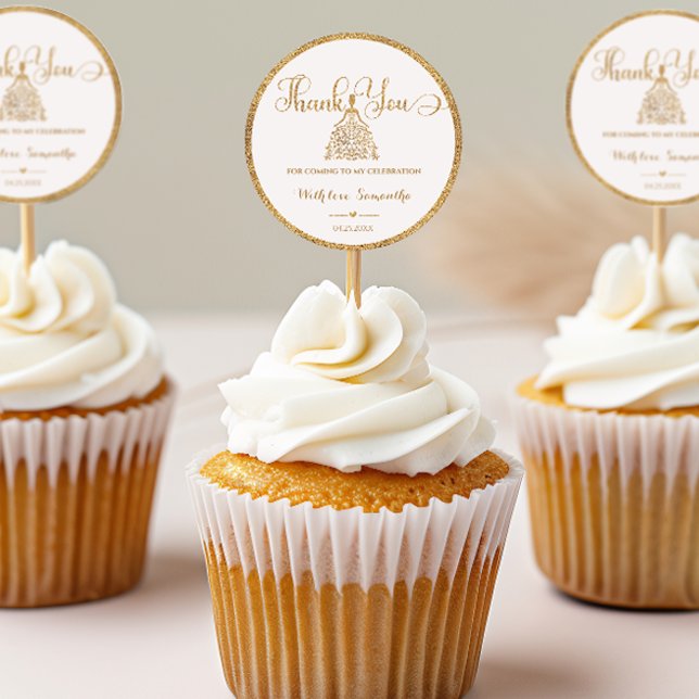 Adesivo Dourado Chá de fraldas da Princesa Gliter Obrigado (Criador carregado)