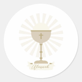 Adesivo Dourado Chalice da Comunhão Personalizada