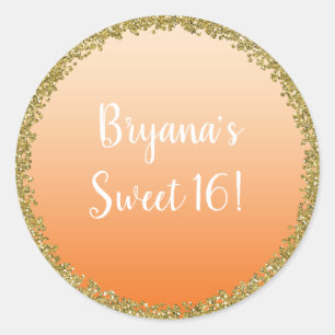 Adesivo Dourado com Brilho Laranja Glamour Festa Brilhante