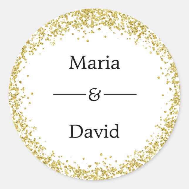 Adesivo Dourado confetti, Stickers Casados. (Frente)