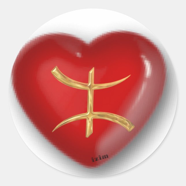 Adesivo Dourado coração vermelho aza (Frente)