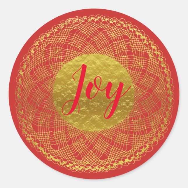 Adesivo Dourado crochet Doily Red Joy Sticker (Frente)
