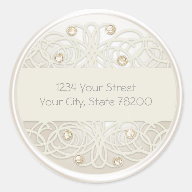 Adesivo Dourado Crystal e Pearl Damask Endereço de devoluç (Frente)