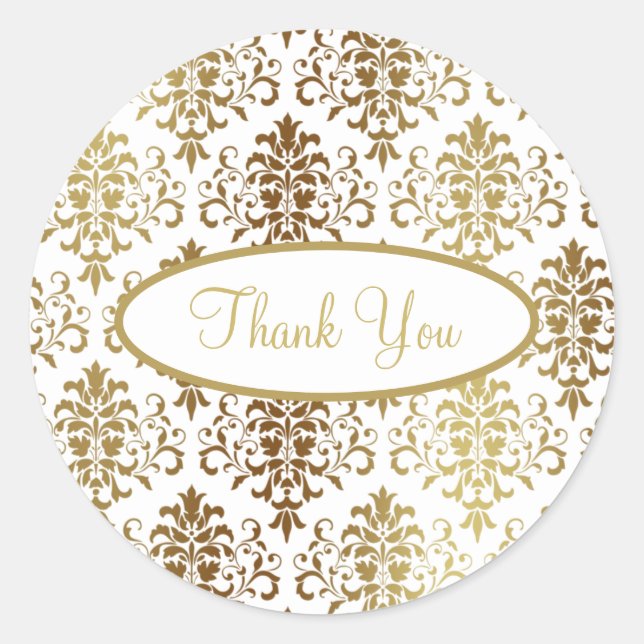 Adesivo Dourado Damask White Script Wedant Elegante Obriga (Frente)
