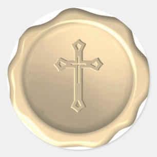 Adesivo Dourado de Cera com Cruz Religiosa Relevo