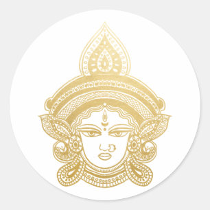 Adesivo Dourado Deus Hindu no Festival Durga Maa