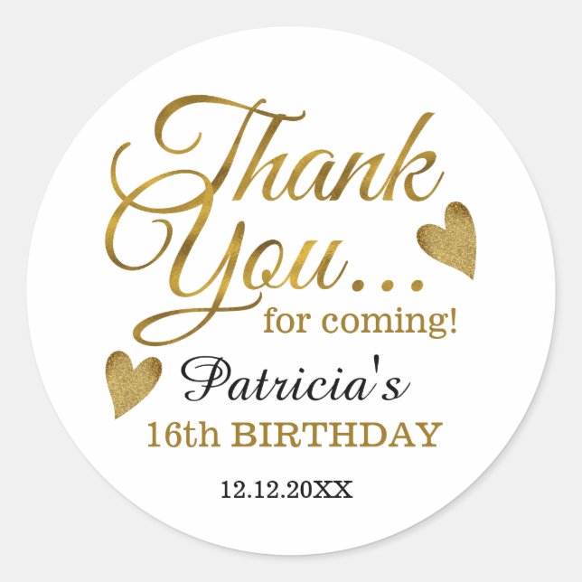 Adesivo Dourado Doce Dezesseis 16ª Festa de aniversário Ob (Frente)