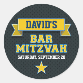 Adesivo Dourado e azul escuta desportiva, Bar Mitzvah RSVP
