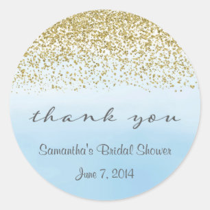 Adesivo Dourado e Azul, obrigado, palitos