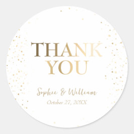 Adesivo Dourado e branco belo casamento elegante Obrigado