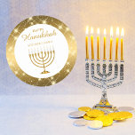 Adesivo Dourado e branco Menorah judia Feliz Hanukkah<br><div class="desc">Dourado e branco Menorah judia e feliz palitos de Hanukkah</div>