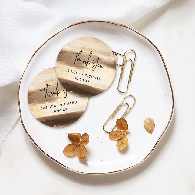 Adesivo Dourado e escuro moderno Watercolor Obrigado Casam (Criador carregado)