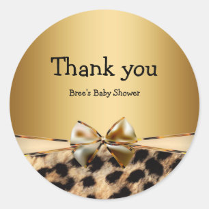 Adesivo Dourado e Impressão de Leopardo com Laço Chic Glam