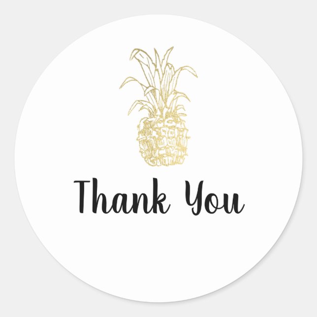 Adesivo Dourado Elegante Moderno Elegante, Abacaxi (Frente)