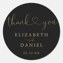 Adesivo Dourado Escrito Negro Obrigado Favor do Casamento