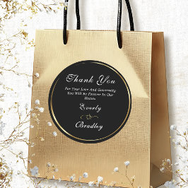 Adesivo Dourado Escuro Escuro Branco Elegante Obrigado