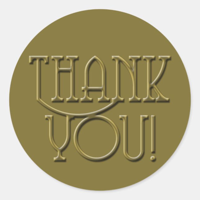 Adesivo Dourado estilo de medalha obrigado palitos (Frente)