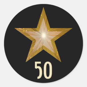Adesivo "Dourado", estrela "50", em preto