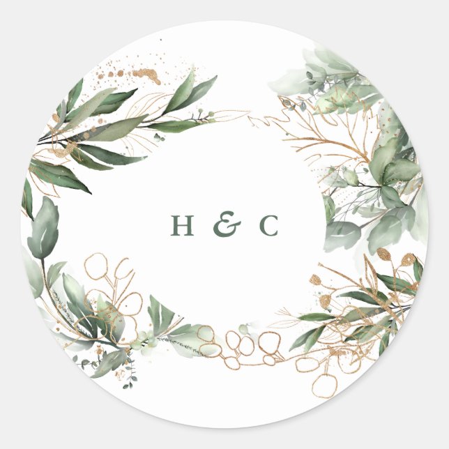 Adesivo Dourado Eucalyptus Elegante Greenery Emerald (Frente)